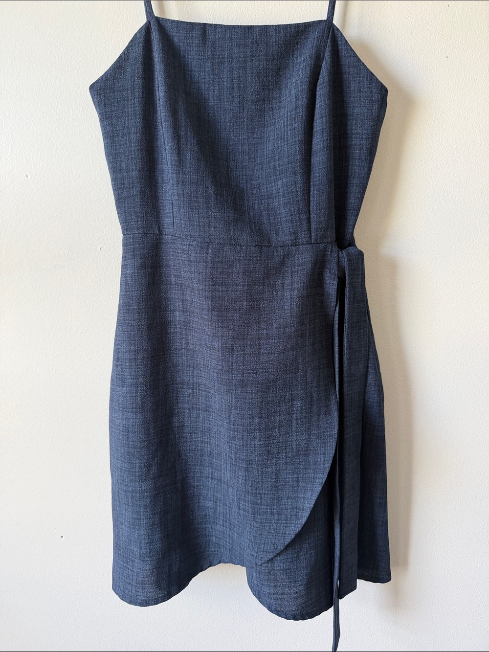 Altar'd State Navy Textured Wrap-Style Spaghetti Strap Mini Dress xs